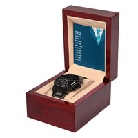 Load image into Gallery viewer, Black Chronograph Watch For Husband + MC (NO ENGRAVING)